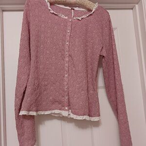 FREE PEOPLE - pink and cream Sweater